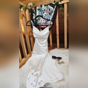 Elegant White Satin Dress